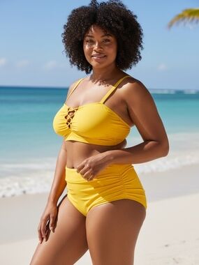 torrid Yellow Lace-Up High-Waist Bikini Set